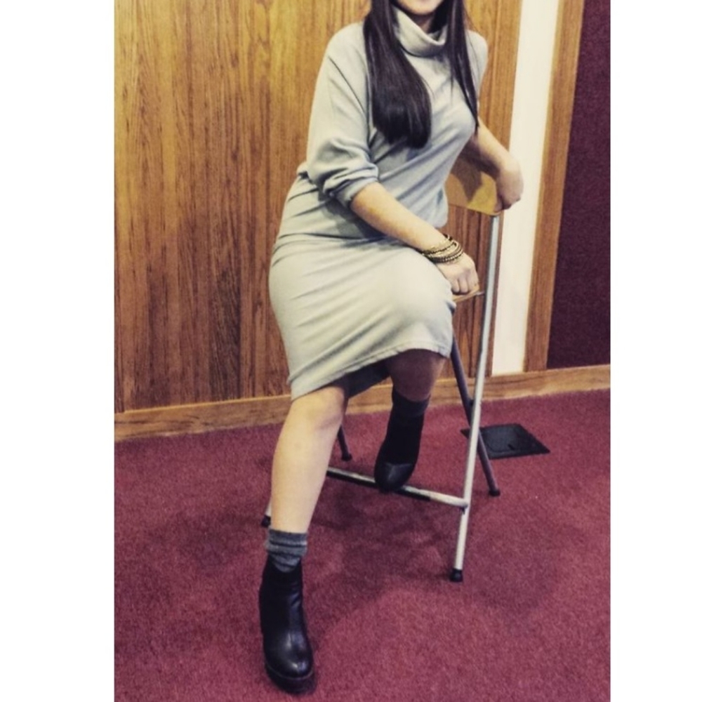 Turtleneck Dolman Midi Dress